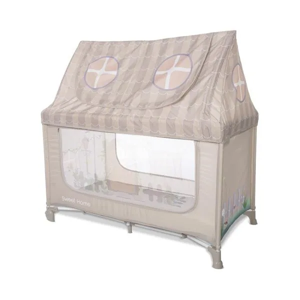 Patut pliabil pentru copii Lorelli Sweet Home Beige 2 nivele