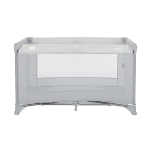 Patut pliabil pentru copii Lorelli Torino Grey cu saltea inclusa si usa laterala cu fermoar