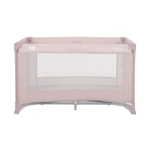 Patut pliabil pentru copii Lorelli Torino Pink cu saltea inclusa si usa laterala cu fermoar