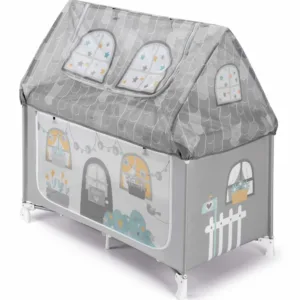 Patut pliant voiaj cu doua niveluri Daily Dolci Sogni cu saltea inclusa Grey