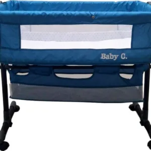 Patut transformabil in balansoar Baby Care Co-Sleeper Albastru Turquoise Cu plasa insecte si cosulet depozitare