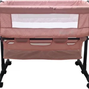 Patut transformabil in balansoar Baby Care Co-Sleeper Roz Cu plasa insecte si cosulet depozitare