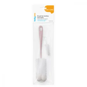 Perie biberon si tetina Babyono cu burete Roz deschis