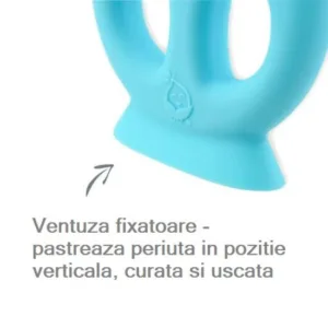 Periuta de dinti cu peri din silicon si manere Green Sprouts Green