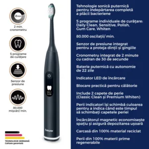 Periuta de dinti electrica sonica Midnight Ink Green Planet SC50 Beurer