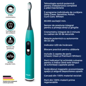 Periuta de dinti electrica sonica Ocean Breeze Green Planet SC50 Beurer