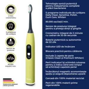 Periuta de dinti electrica sonica Splashy Lemon Green Planet SC50 Beurer