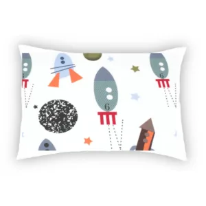 Perna Somnart din bumbac cu imprimeu rachete 50 x 70 cm