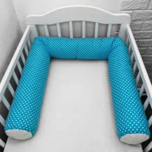 Perna bumper Deseda pentru pat bebe 180 cm buline pe turquise