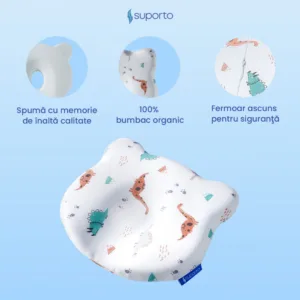 Perna pentru formarea capului Suporto Alb Ursulet model cu dinozauri