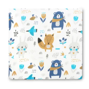 Pernuta inaltator pentru scaun copii Sensillo Forest Friends 32x32x8 cm cu husa detasabila din bumbac