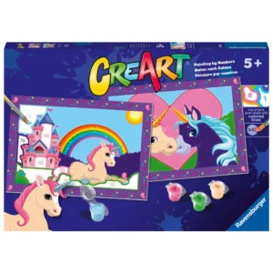 Pictura pe numere pentru copii Ravensburger CreArt 2 sabloane cu unicorni magici