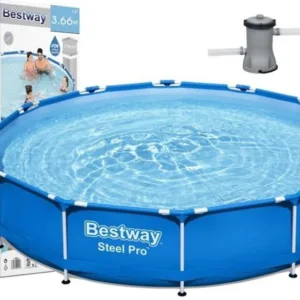 Piscina family gigant cu cadru metalic Bestway 56681 366 x 76 cm cu pompa filtrare 6473 litri