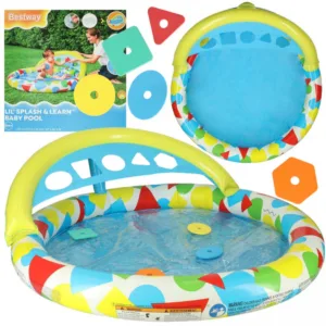 Piscina gonflabila cu cu sortator si parasolar Multicolor
