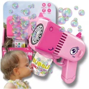 Pistol pentru baloane de sapun cu lumini Pink Unicorn