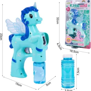 Pistol pentru baloane de sapun cu lumini Unicorn Albastru