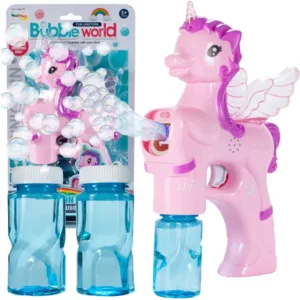 Pistol pentru baloane de sapun cu lumini Unicorn Roz