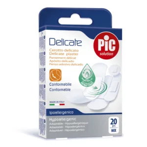 Plasturi piele sensibila Pic Solution Delicate mix 4 dimensiuni cu solutie antibacteriana 20 buccutie
