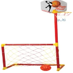 Poarta de fotbal 2 in 1 cu cos de baschet