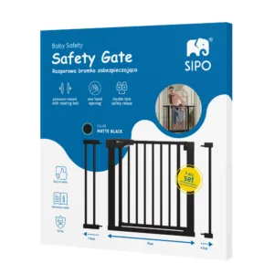 Poarta de siguranta pentru scari Sipo Black operare cu o mana 75-103 cm