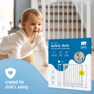 Poarta de siguranta pentru scari Sipo White operare cu o mana 75-103 cm