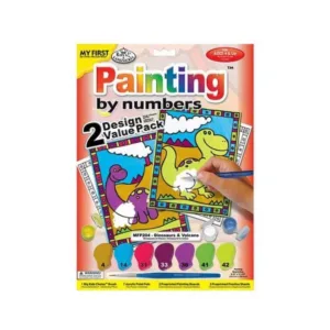 Primele mele 2 picturi pe numere Royal Brush Junior Dinozauri si Vulcani 23x30 cm