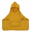 Prosop 60x65 cm din bumbac muselina cu gluga si buzunar pentru bebelusi si copii Amy Poncho galben