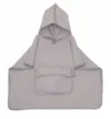 Prosop 60x65 cm din bumbac muselina cu gluga si buzunar pentru bebelusi si copii Amy Poncho gri