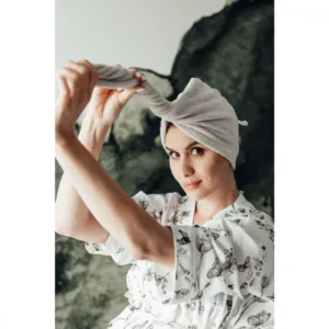 Prosop Turban din bambus pentru mamici si copii Gri