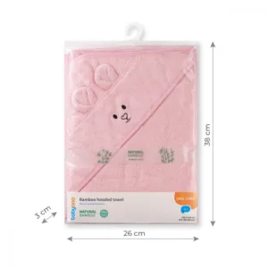 Prosop baie bambus cu gluga 100 x 100 cm Babyono roz