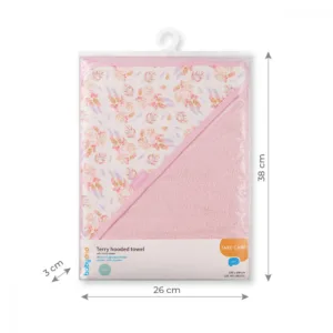 Prosop baie cu gluga bumbac soft 100 x 100 cm Babyono roz
