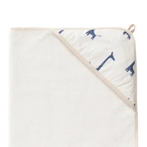 Prosop cu gluga 100 bumbac organic Giraf indigo blue 75x75 cm