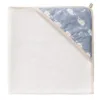 Prosop cu gluga 100 bumbac organic Wrapper Whale blue fog 75x75 cm