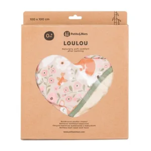 Prosop cu gluga PetiteMars Loulou hipoalergenic 100 x 100 cm bej