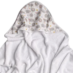 Prosop cu gluga bambusbumbac organic Dreamy Sheeps 90x90cm XKKO