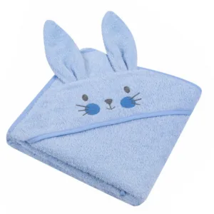 Prosop cu gluga brodata si cu urechi 80x80 cm Blue Rabbit