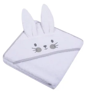 Prosop cu gluga brodata si cu urechi 80x80 cm White Rabbit
