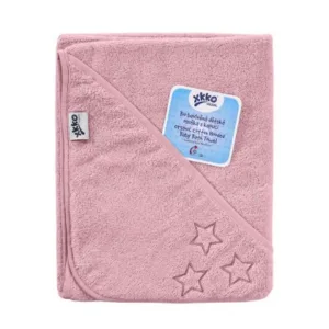 Prosop cu gluga bumbac organic Pink 90x90 cm XKKO
