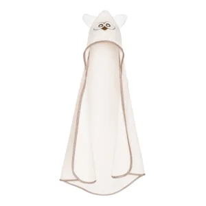 Prosop cu gluga cu urechi din bumbac 80x80 cm Ecru Qwl Qmini