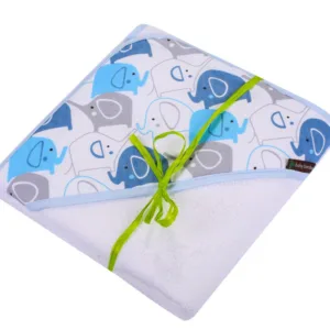Prosop cu gluga din fibra de bambus 100x100 cm Blue Elefants