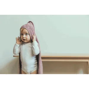 Prosop cu gluga pentru copii din bambus Mellow Mauve