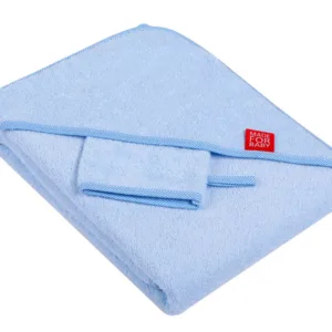 Prosop cu gluga si manusa din bumbac 80x80 cm Blue