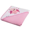 Prosop de baie cu gluga Akuku 80x80 cm din bumbac Bufnita roz