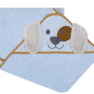 Prosop de baie cu gluga cu urechi din bumbac 80x80 cm Blue Dog