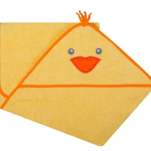 Prosop de baie cu gluga cu urechi din bumbac 80x80 cm Yellow Duck