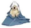 Prosop de baie pentru bebelusi din bumbac cu gluga Fluffy Blue 75 x 75 cm