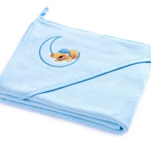 Prosop de bumbac cu gluga Sensillo Bear 100x100 cm albastru