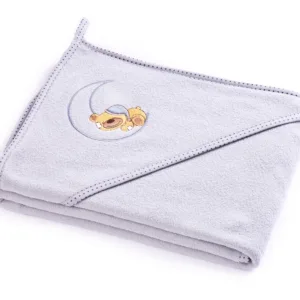 Prosop de bumbac cu gluga Sensillo Bear 100x100 cm gri