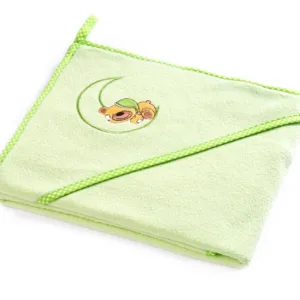 Prosop de bumbac cu gluga Sensillo Bear 100x100 cm verde