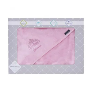 Prosop din fibra de bambus cu gluga pentru bebelusi si copii Hands-free Princess Pink 85x85cm